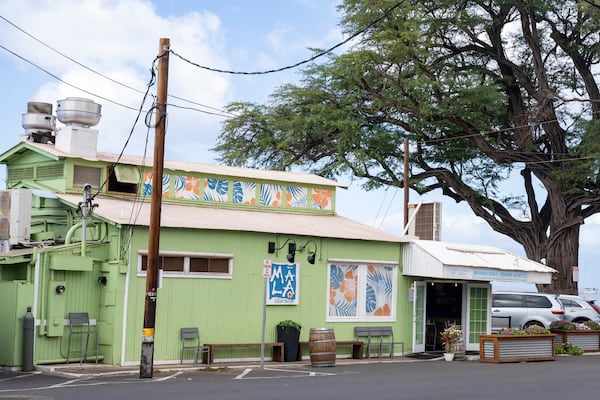 Mala Ocean Tavern is pictured, Monday, Nov. 18, 2024, in Lahaina, Hawaii. Mala Ocean Tavern is the first restaurant on Front Street to reopen after last year's wildfire. (AP Photo/Mengshin Lin)