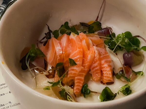 Salmon crudo was an unfortunate misfire on two different visits to Commune in Avondale Estates. Henry Hollis/AJC