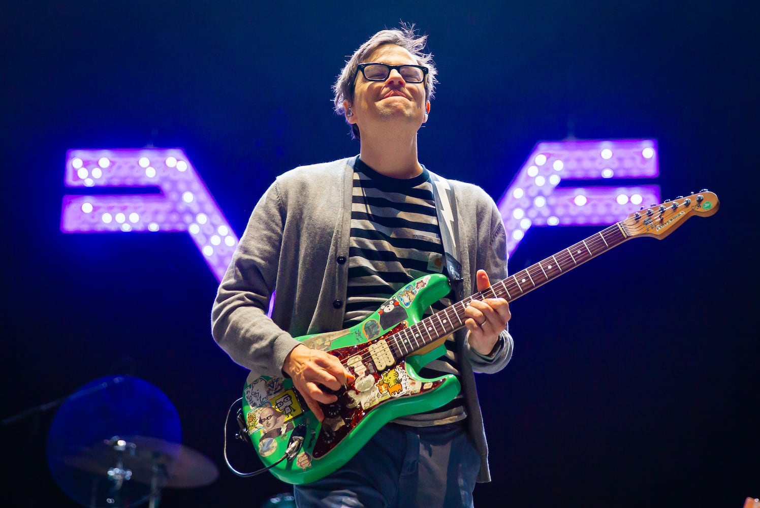 Atlanta, Ga: Weezer closed out night 2 at the Peachtree stage with their brand of quirky, alt-rock. Photo taken Saturday May 4, 2024 at Central Park, Old 4th Ward. (RYAN FLEISHER FOR THE ATLANTA JOURNAL-CONSTITUTION)