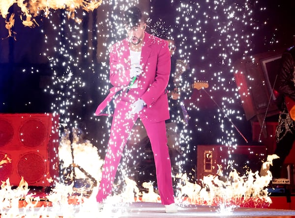 FILE - Bad Bunny performs at the 22nd Annual Latin Grammy Awards at the MGM Grand Garden Arena in Las Vegas, Nov. 18, 2021. (AP Photo/Chris Pizzello, File)