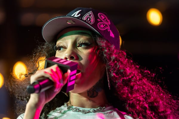 Atlanta rapper Anycia Edwards performs at the SelectCon conference at Guardian Works in June. (Arvin Temkar / AJC)