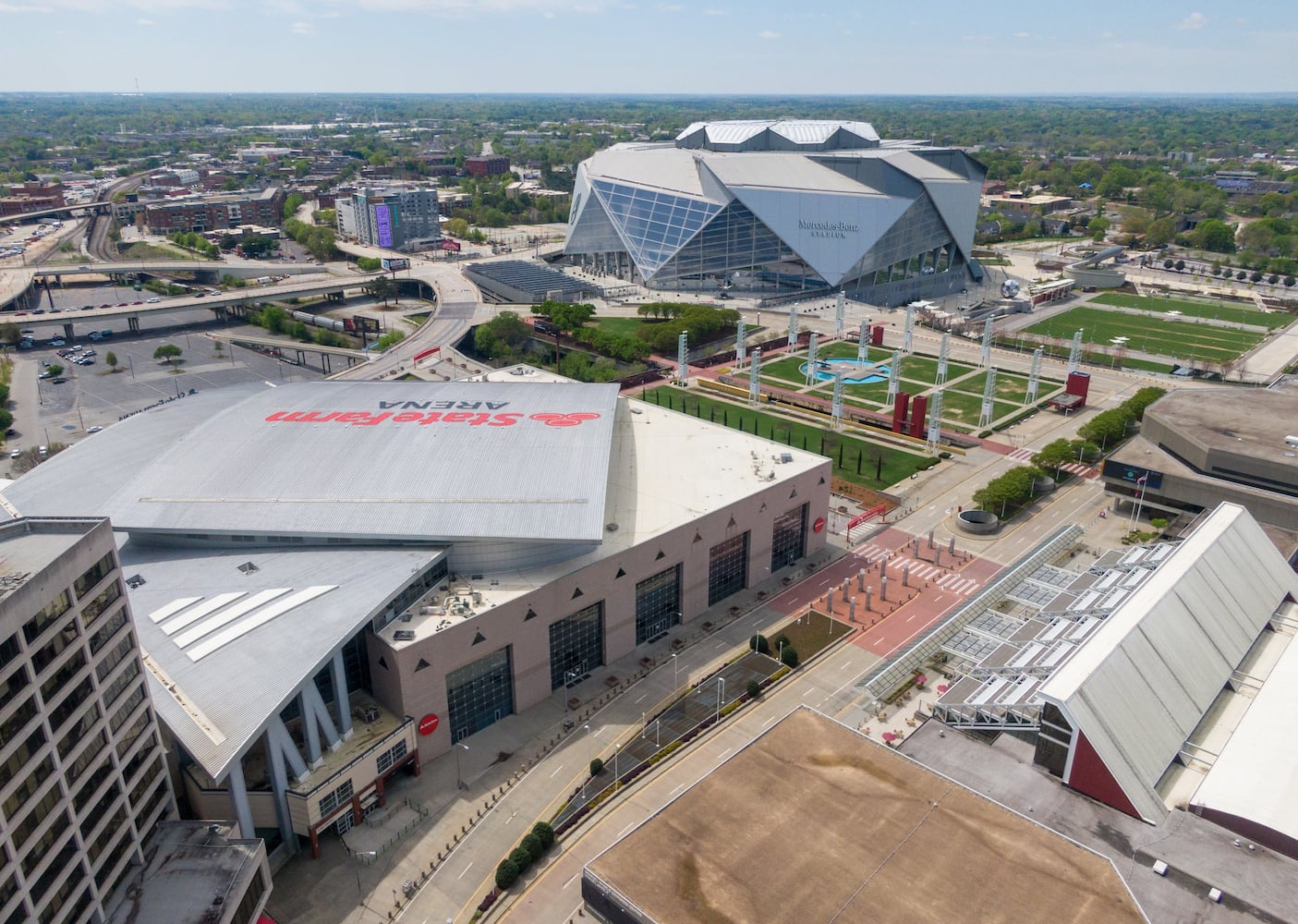 Photos: All quiet at the site for the Final Four