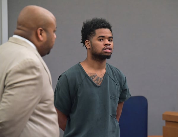 December 11, 2018 Lawrenceville - Deandre Tucker appears with his lawyer Jacoby Hudson (left) before Gwinnett Superior Court Judge Warren Davis at Gwinnett County courthouse on Tuesday, December 11, 2018.  HYOSUB SHIN / HSHIN@AJC.COM