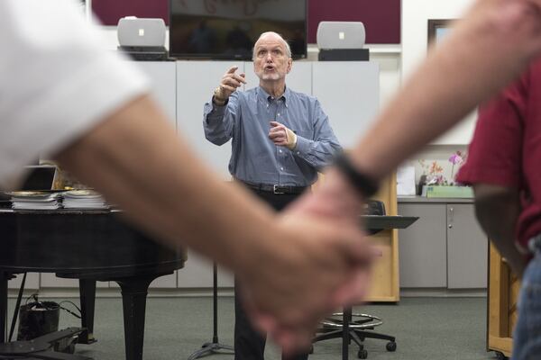 Frank Boggs, the founding director of the Georgia Festival Chorus, directs during April 18 rehearsals in Smyrna. On April 30, the Georgia Festival Chorus is celebrating its 30th anniversary, the 60th anniversary of its founding director, Boggs, to his wife, Doris, and Boggs’ 90th birthday. DAVID BARNES / DAVID.BARNES@AJC.COM