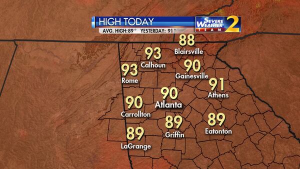 Warm temperatures brought more showers Tuesday afternoon. (Credit: Channel 2 Action News)