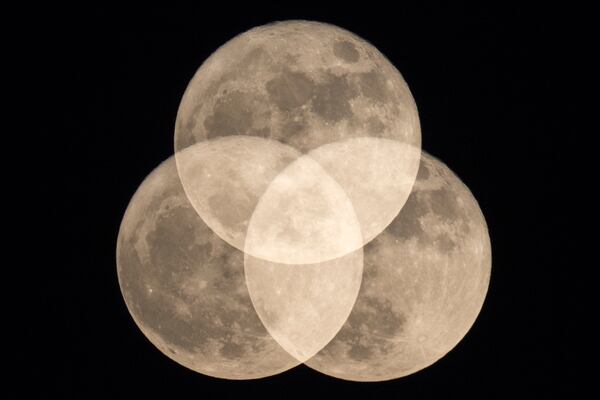 November 14, 2016, Athens - A multiple exposure of the supermoon in Athens, Georgia, on Monday, November 14, 2016. (DAVID BARNES / DAVID.BARNES@AJC.COM)