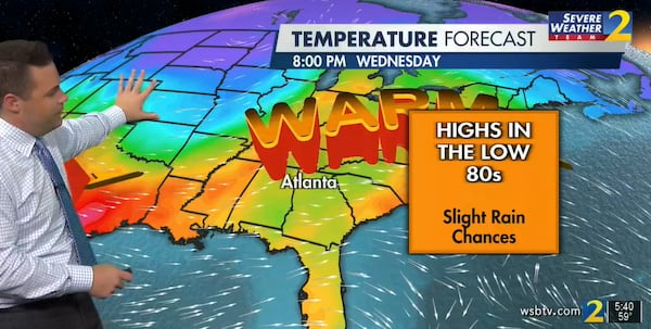 North Georgia is in for a couple more days of warm and dry weather before the next chance of strong storms Thursday morning, according to Channel 2 Action News meteorologist Brian Monahan.