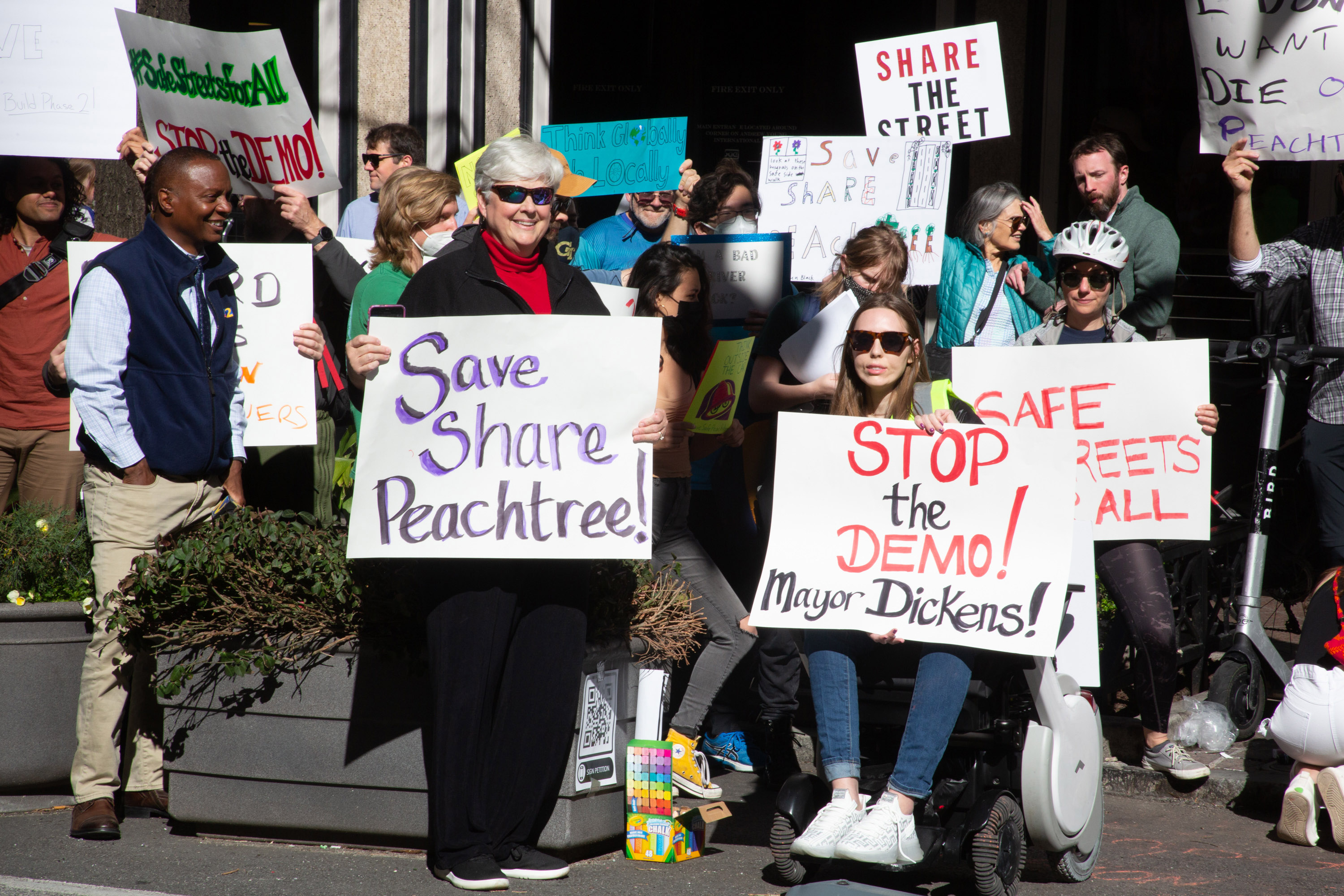 Advocates protest removal of ‘shared streets’ project on Peachtree 