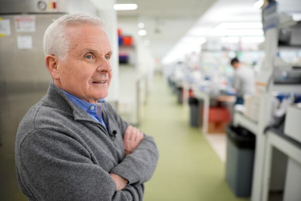 Duke University pharmacology and cancer biology professor Donald McDonnell talks during a tour, Tuesday, March 4, 2025, in Durham, N.C. (AP Photo/Chris Carlson)