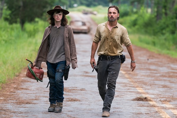  Andrew Lincoln as Rick Grimes, Chandler Riggs as Carl Grimes - The Walking Dead _ Season 8, Episode 8 - Photo Credit: Gene Page/AMC