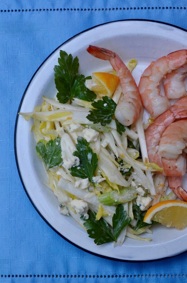 Endive and Roquefort Slaw with Peel and Eat Shrimp
Virginia Willis for The Atlanta Journal-Constitution