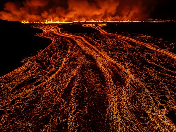 A new volcanic eruption that started on the Reykjanes Peninsula in Iceland, Wednesday, Nov.20, 2024. (AP Photo/Marco di Marco)