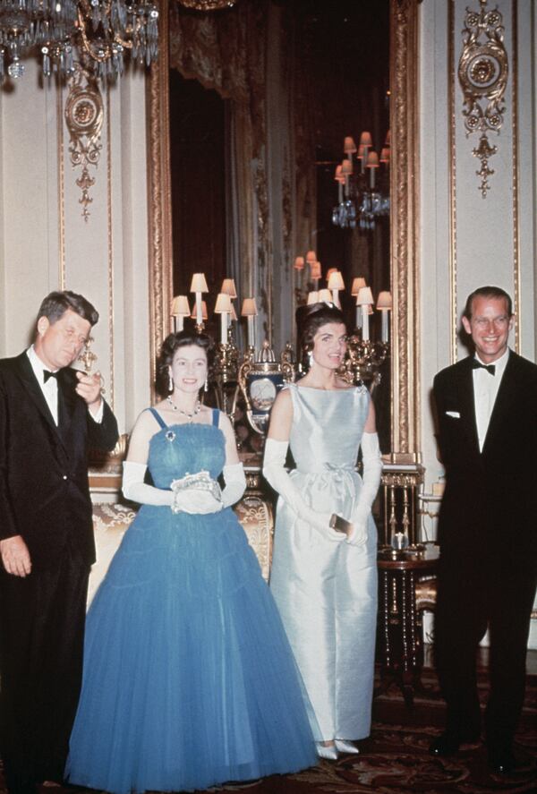 President John F. Kennedy and First Lady Jackie Kennedy pay a visit to the royal family in England. (L-R): John F. Kennedy; Queen Elizabeth II; Jackie Kennedy, and Prince Philip.