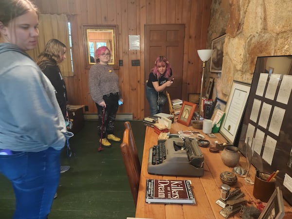 Students at Piedmont University visit the North Georgia cabin in a former girls' summer camp where Lillian Smith lived most of her life. Courtesy of Jesse Witter