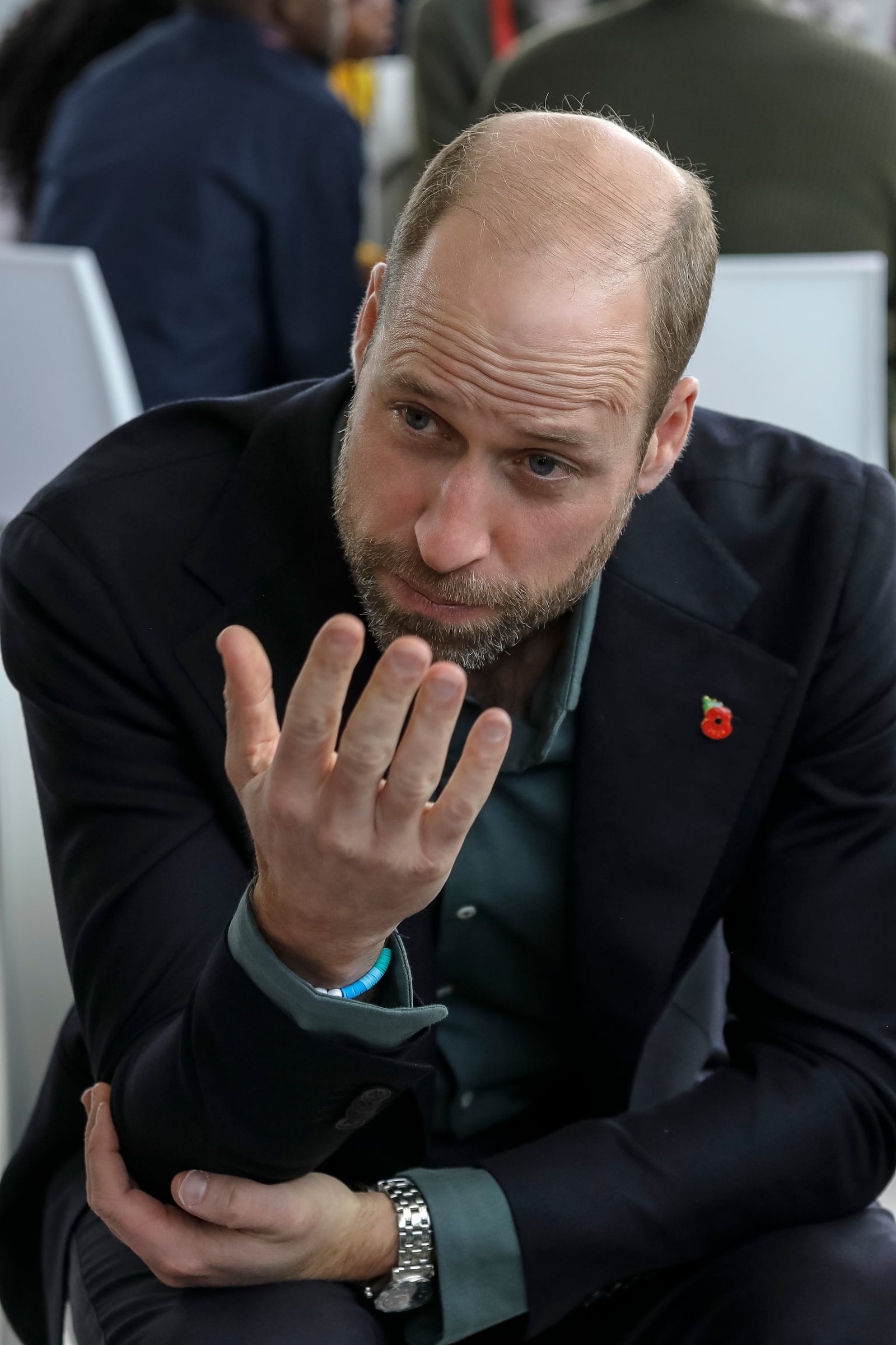 Britain's Prince William, speaks to a group of young people at the Earthshot Prize Climate Leaders Youth Programme at Rooftop on Bree in Cape Town, South Africa, Monday Nov. 4, 2024. (Gianluigi Guercia/Pool Photo via AP)