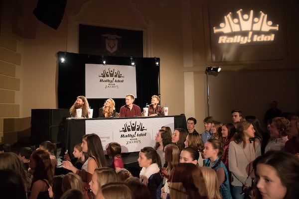  (L-R) Casey Abrams, Haley Reinhart, Clark Beckham and Anthony Federov as judges at Rally Idol Saturday night at Buckhead Theatre. CREDIT: Rally Idol