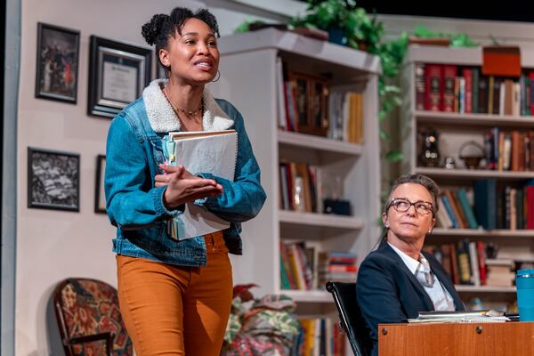 Zoe (Christalynn Hamer) passionately defends her Revolutionary War ideas to a skeptical Janine (Natalie Karp) in "The Niceties." (Photos by Matthew Bish)