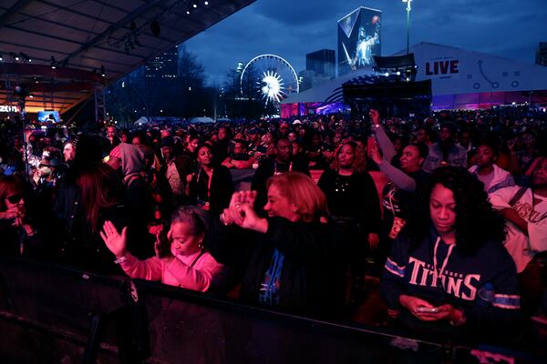 The audience grooved to the old school sounds of 70's R&B group Brick during Super Bowl Live Zone concert series at Centennial Park on Saturday, Feb. 2 2019.