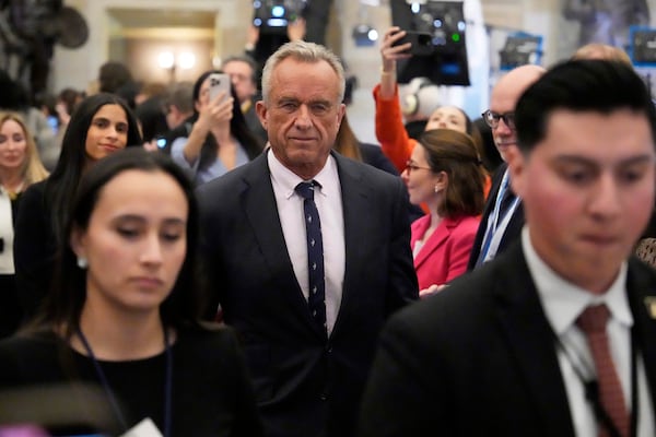 Health and Human Services Secretary Robert F. Kennedy Jr. arrives before President Donald Trump addresses a joint session of Congress at the Capitol in Washington, Tuesday, March 4, 2025. (AP Photo/Ben Curtis)