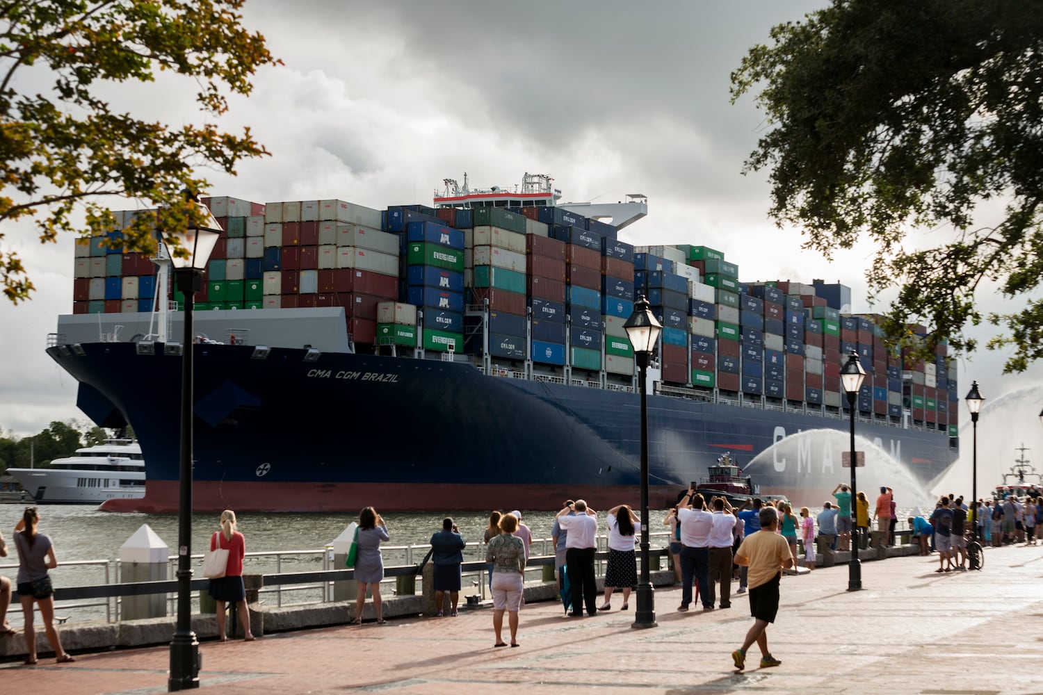 The CMA CGM Brazil Sail Up The Savannah River