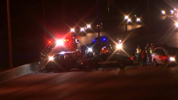 A 2-year-old girl was killed and a 4-month-old is in critical condition after their family's SUV crashed on I-75 North. The victims' parents and  4-year-old sister sustained minor injuries.  (Credit: Channel 2 Action News)