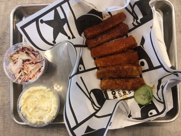 Ponko Chicken’s six-piece tofu tender meal with sides of sweet-sesame coleslaw and potato salad. CONTRIBUTED BY WENDELL BROCK