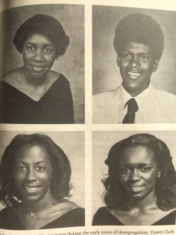 Dawn Clark, top left, and Ron McBay, top right, graduated Westminster in 1976. Joia Johnson, bottom left, and Donata Russell, bottom right, graduated in 1977. Dawn attended St. Andrews Presbyterian College, Ron went to Princeton, Joia went to Duke and Donata went to the University of Pennsylvania.