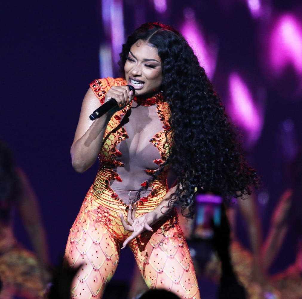 Megan Thee Stallion energized State Farm Arena on Sunday, June 2, 2024 on her Hot Girl Summer Tour, with GloRilla opening the show. Due to broken water lines in Downtown Atlanta, this first of two shows was originally scheduled for Friday night.
Robb Cohen for the Atlanta Journal-Constitution