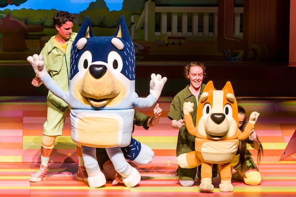 “Bluey’s Big Play” brings the popular Australian cartoon about a family of dogs to life using large puppets. It has daytime shows May 20-21 at the Fox Theatre.
(Courtesy of “Bluey’s Big Play”)