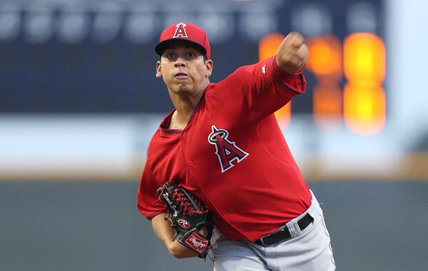 Ricardo Sanchez #47 of the AZL Angels pitches against the AZL Indians at the Cleveland Indians Spring Training Complex on July 13, 2014 in Goodyear, Arizona. AZL Angels defeated the AZL Indians, 6-5. (Larry Goren/Four Seam Images via AP Images) The Braves believe newly acquired 17-year-old lefty Ricardo Sanchez has top-of-the-rotation potential, but he's probably several years or more from being ready for the majors. (AP photo)