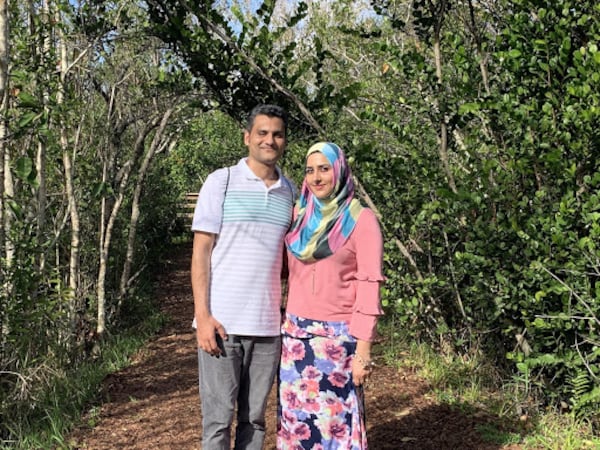 Saman Bahram and her husband Ismail Sadiq in Florida, 2018