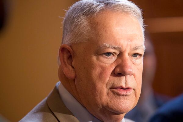 03/13/2020 -- Atlanta, Georgia -- Georgia Speaker of the House David Ralston, R - Blue Ridge, speaks to media following the 29th day of the Georgia Legislative session, Friday, March 13, 2020. Out of caution and in relation to the coronavirus, the Georgia General General Assembly suspended the legislative session until further notice.  (ALYSSA POINTER/ALYSSA.POINTER@AJC.COM)