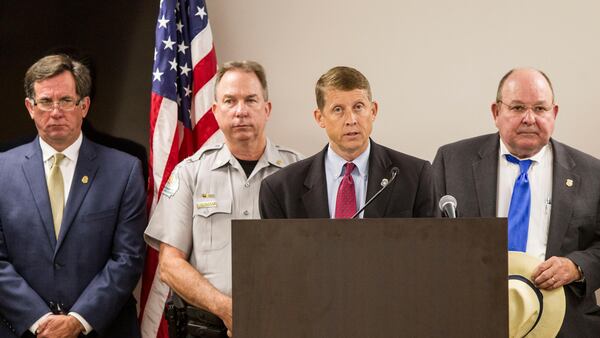 Georgia Department of Corrections Commissioner, Gregory C. Dozier, presents the results of an investigation into how two inmates were able to escape custody and kill two correctional officers on June 13, 2017. Chad Rhym/ Chad.Rhym@ajc.com