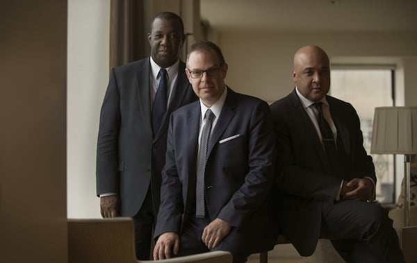 The Bill Charlap Trio, together for 20-plus years, includes Kenny Washington (left) on drums and Peter Washington (right) on bass. In the group that Charlap brings to Atlanta March 7, Sean Smith will play bass. CONTRIBUTED: PHILIPPE LEVY-STAB