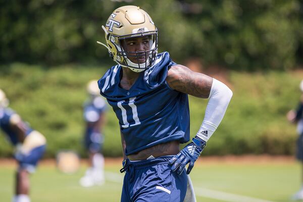 Georgia Tech wide receiver Marquez Ezzard (11) participates in drills last summer.