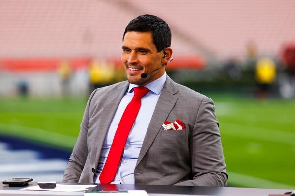 ESPN College GameDay host David Pollack during the Rose Bowl Game between the Penn State Nittany Lions and the Utah Utes on January 2, 2023 at the Rose Bowl Stadium in Pasadena, CA. (Photo by Ric Tapia/Icon Sportswire) (Icon Sportswire via AP Images)