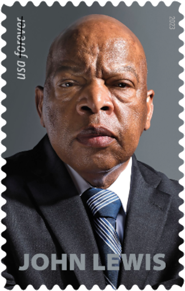 The U.S. Postal Service said it will release a stamp honoring late Congressman John Lewis in 2023 featuring a photograph of Lewis taken for an August 2013 issue of Time magazine. (USPS)