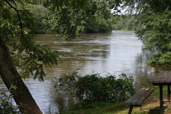 Views of the Chattahoochee River seen from Nantahala Outdoor Center shown on July 3, 2023. (Natrice Miller/ Natrice.miller@ajc.com)

