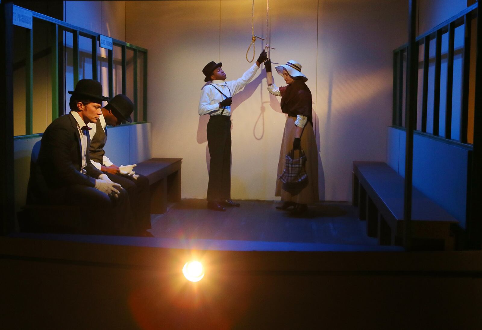 In 2013, the  Atlanta History Center staged an interactive play called “Four Days of Fury: Atlanta 1906,” based on the events leading up to and following the Atlanta race riots of that year. Audience members joined the actors on the sets during the performances. In this scene, actors take their places on a segregated street car. (Curtis Compton / ccompton@ajc.com)