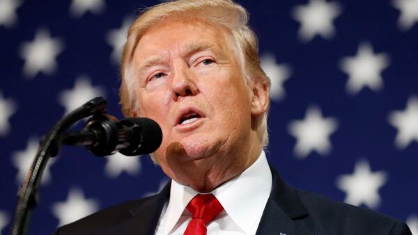 In this Aug. 30, 2017 photo, President Donald Trump speaks about tax reform at the Loren Cook Company in Springfield, Mo. (AP Photo/Alex Brandon)