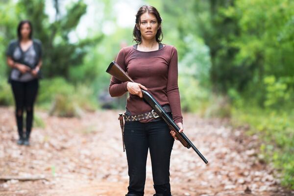  TV STILL -- Alanna Masterson as Tara Chambler and Lauren Cohan as Maggie Greene - The Walking Dead _ Seasn 5, Episode 2 - Photo Credit: Gene Page/AMC