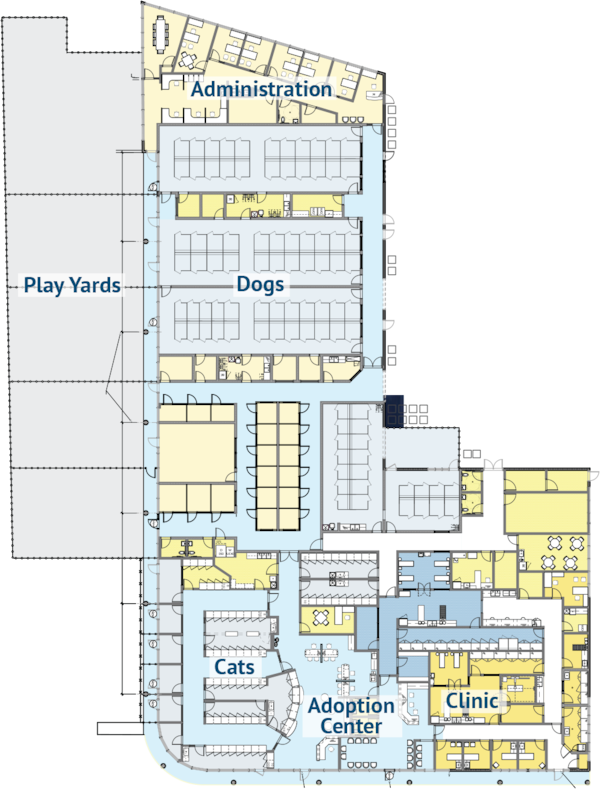 This floor plan shows the layout of LifeLine's new center.