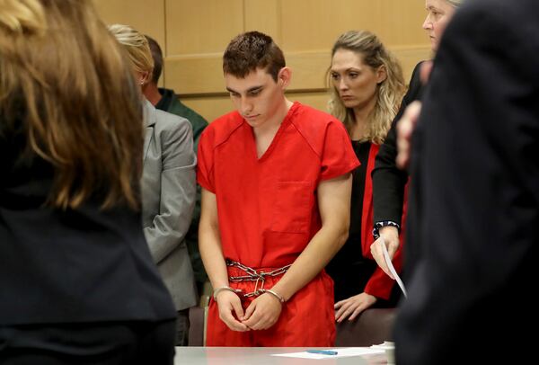 Nikolas Cruz appears in court for a status hearing before Broward Circuit Judge Elizabeth Scherer in Fort Lauderdale, Fla., Monday, Feb. 19, 2018. Cruz is charged with killing 17 people and wounding many others in Wednesday's attack at Marjory Stoneman Douglas High School  in Parkland, which he once attended. (Mike Stocker/South Florida Sun-Sentinel via AP, Pool)