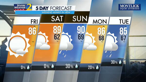 Five-day forecast for June 7, 2024. (Credit: Channel 2 Action News)