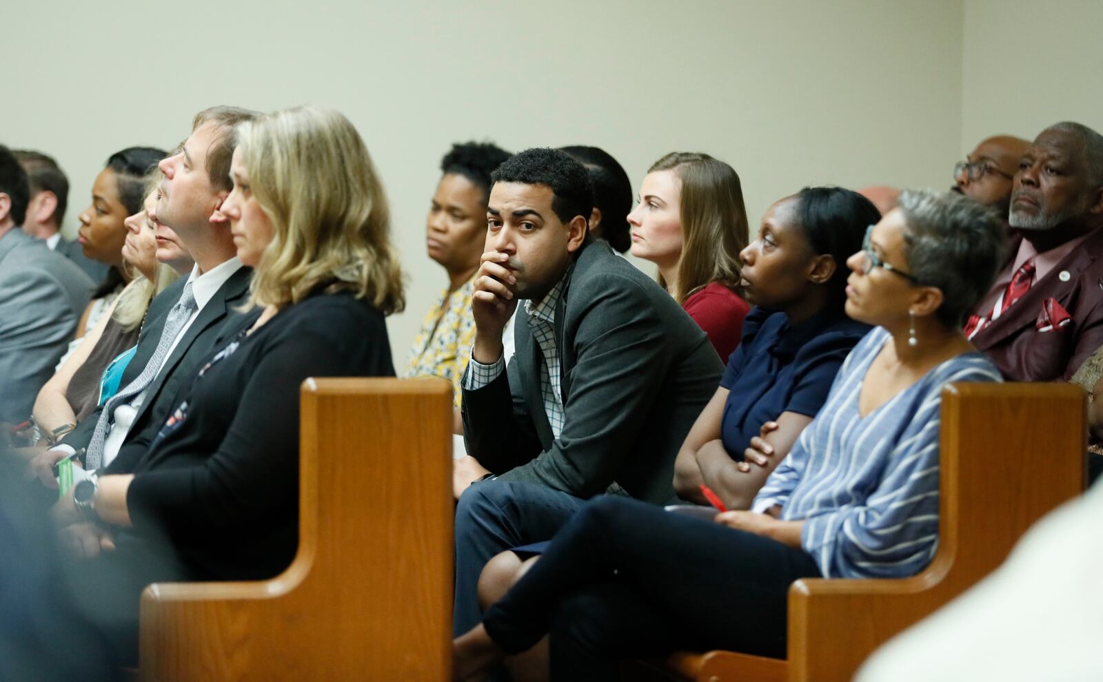 September 26, 2019 - Decatur - The gallery was packed for opening statements.  The murder trial of former DeKalb County Police Officer Robert "Chip" Olsen began as attorneys worked to strike a jury this morning, followed by opening statements.  Olsen is charged with murdering  war veteran Anthony Hill.  Bob Andres / robert.andres@ajc.com