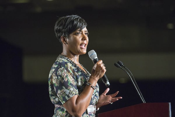 Atlanta Mayor Keisha Lance Bottoms speaks during the Stacey Abrams election night watch party at the Hyatt Regency in Atlanta, Tuesday, November 6, 2018. (ALYSSA POINTER/ALYSSA.POINTER@AJC.COM)