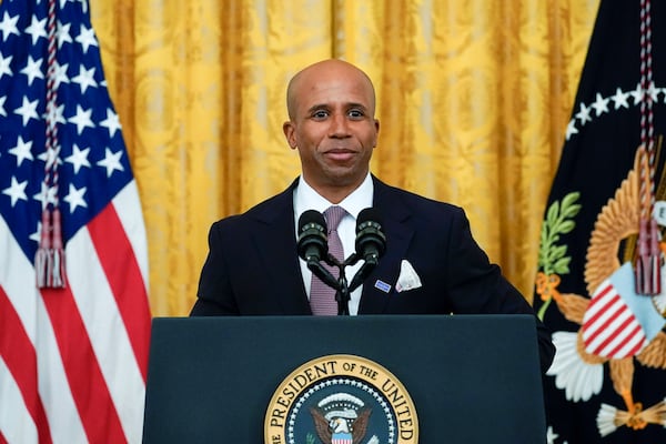 Dr. Edjah Nduom, a neurosurgical oncologist at Winship Cancer Institute of Emory University, spoke during a "Cancer Moonshot" event at the White House in 2022.