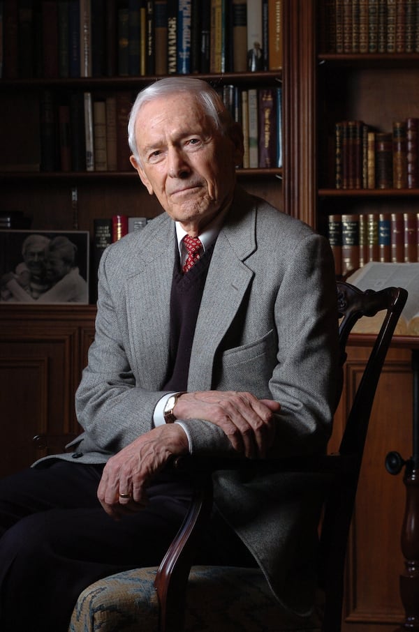 Senior U.S. District Court Judge Marvin Shoob in the library at his home. (RICH ADDICKS/AJC staff)