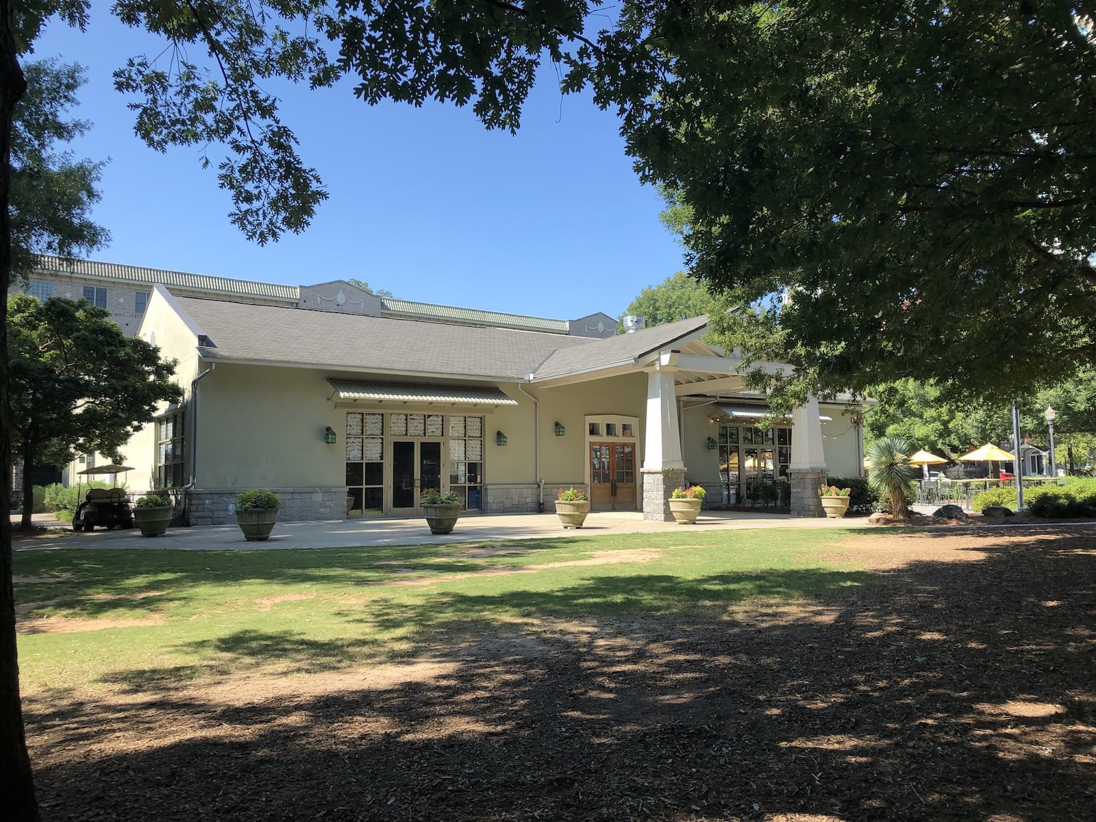 A sinkhole or void opened up in a restaurant space under the Piedmont Park Community Center in July 2018. The city filled the hole last year, but a restaurant owner, Katherine Drolett, and the Piedmont Park Conservancy, which owns the building are at war. Drolett says more study is needed to determine if the building is safe, while the conservancy alleges she’s in violation of her lease. J. SCOTT TRUBEY/STRUBEY@AJC.COM