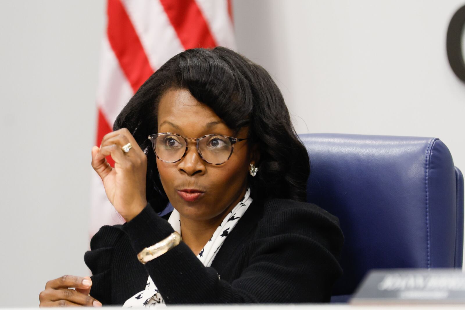 Cobb County Commission Chairwoman Lisa Cupid speaks at a board meeting on Tuesday, June 13, 2024. 
(Miguel Martinez / AJC)